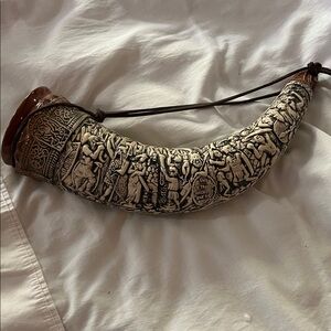 Collectible Decorative Carved Drinking Horn